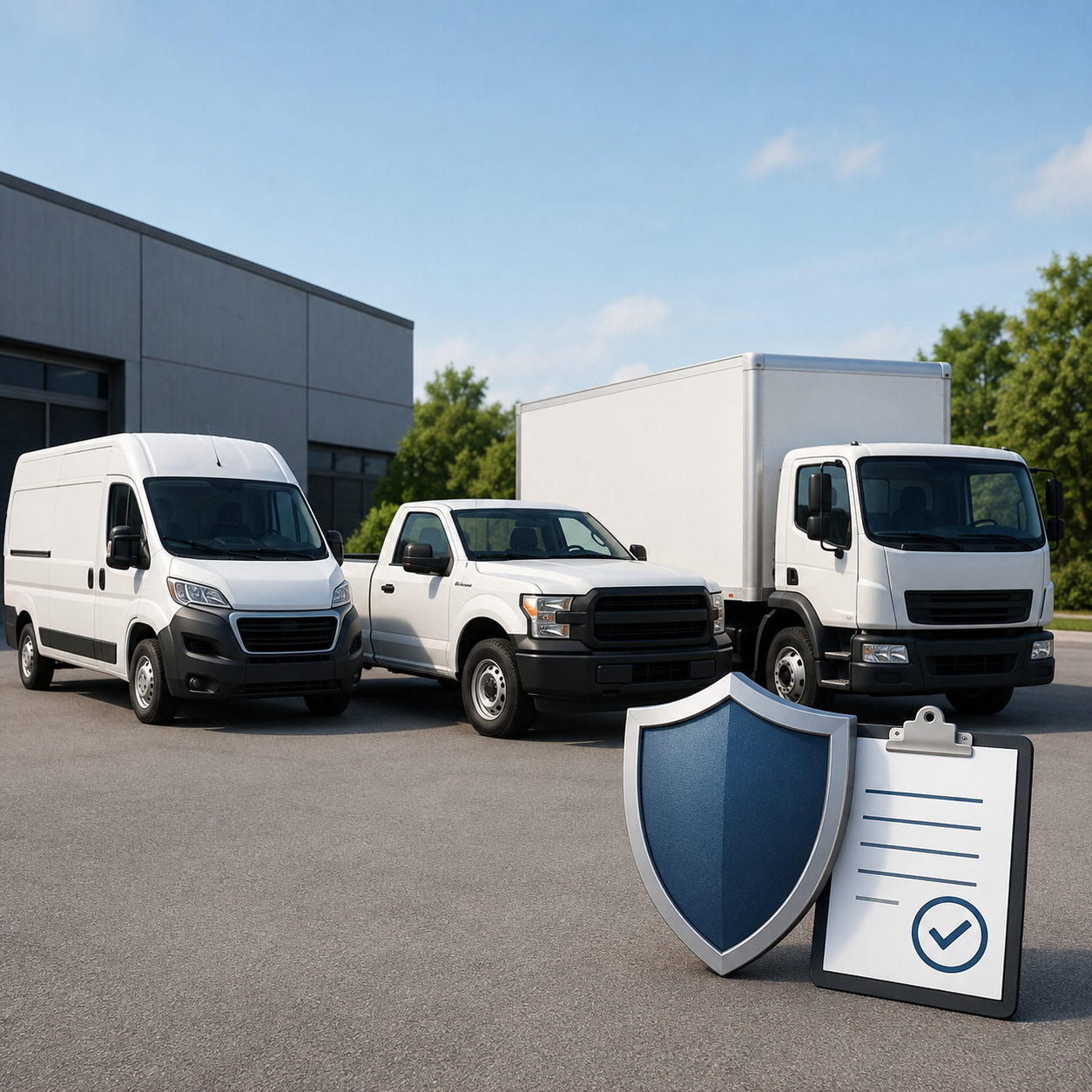 commercial vehicles representing business auto insurance coverage and quote comparison